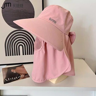 批发-采茶帽子批发防晒护颈一体夏季遮脸面罩太阳帽遮阳网红