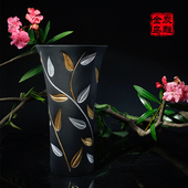 家居饰品客厅电视柜装 金乌炭雕 叶叶生辉 饰品摆设玄关插瓶