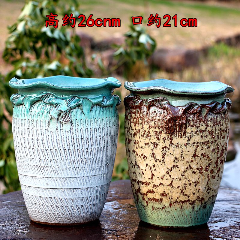 多肉花盆粗陶老桩陶罐透气景观陶瓷花盆兰花绿植法师手工花钵