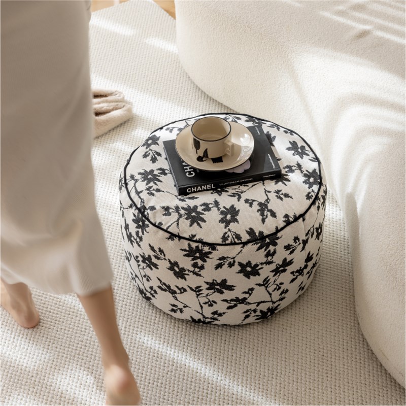 生活之盐花影雪尼尔坐墩圆形蒲团豆袋懒人沙发客厅地毯坐垫凳