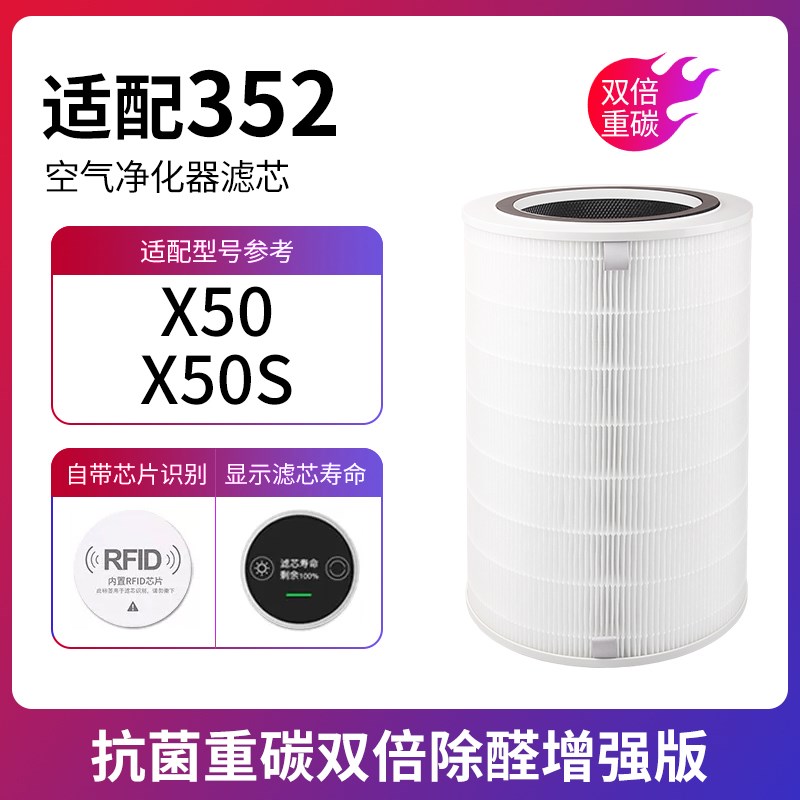 适配352空气净化h器滤芯x50/x60/x60s/x66c/x63c/x50s/除醛过滤网