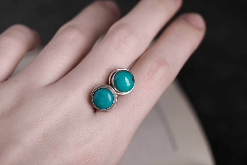 尼泊尔手工S925n银饰品镶嵌绿松石耳钉女藏式个性创意复古民族风