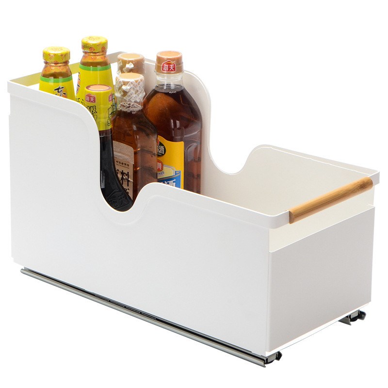 厨房调味料置物架抽拉式极窄拉篮橱柜内置单层抽屉U夹缝超深柜收