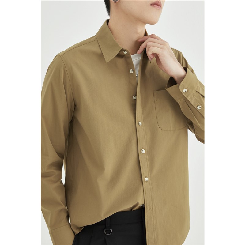 白色长袖衬衫男2024年春秋季新款设计感内搭衬衣高级休Y闲宽松男