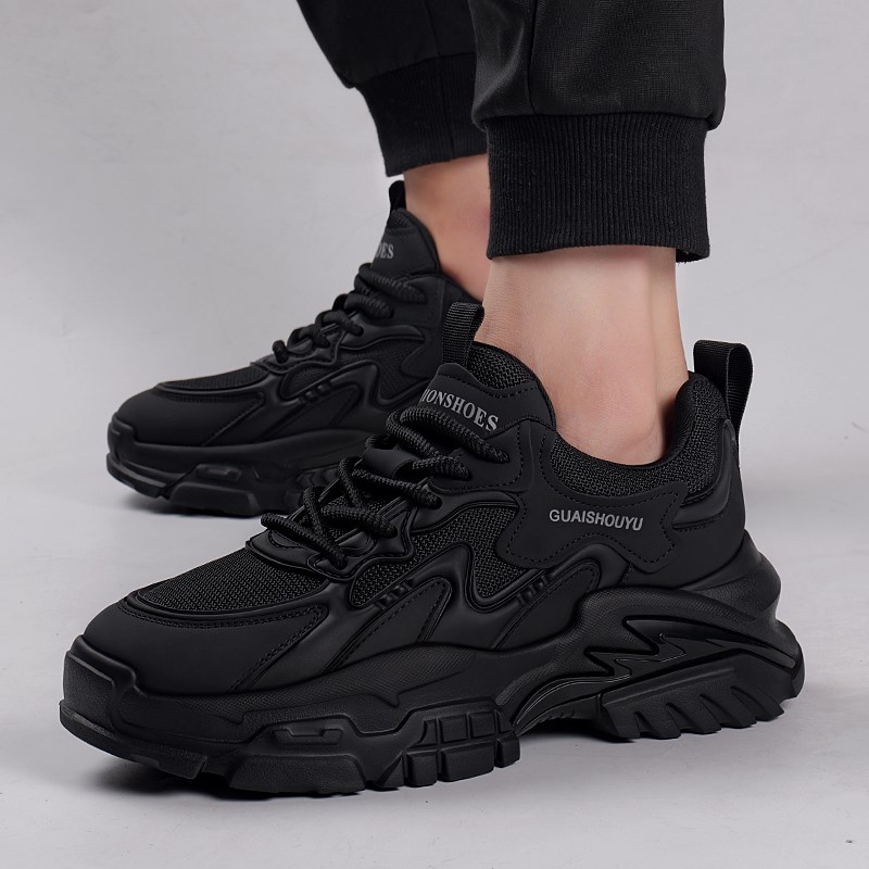 男鞋2024年新款透o气潮流休闲跑步运动鞋子男士厚底百搭增高老爹