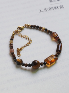 原创虎眼石民族风琉璃手链女百搭