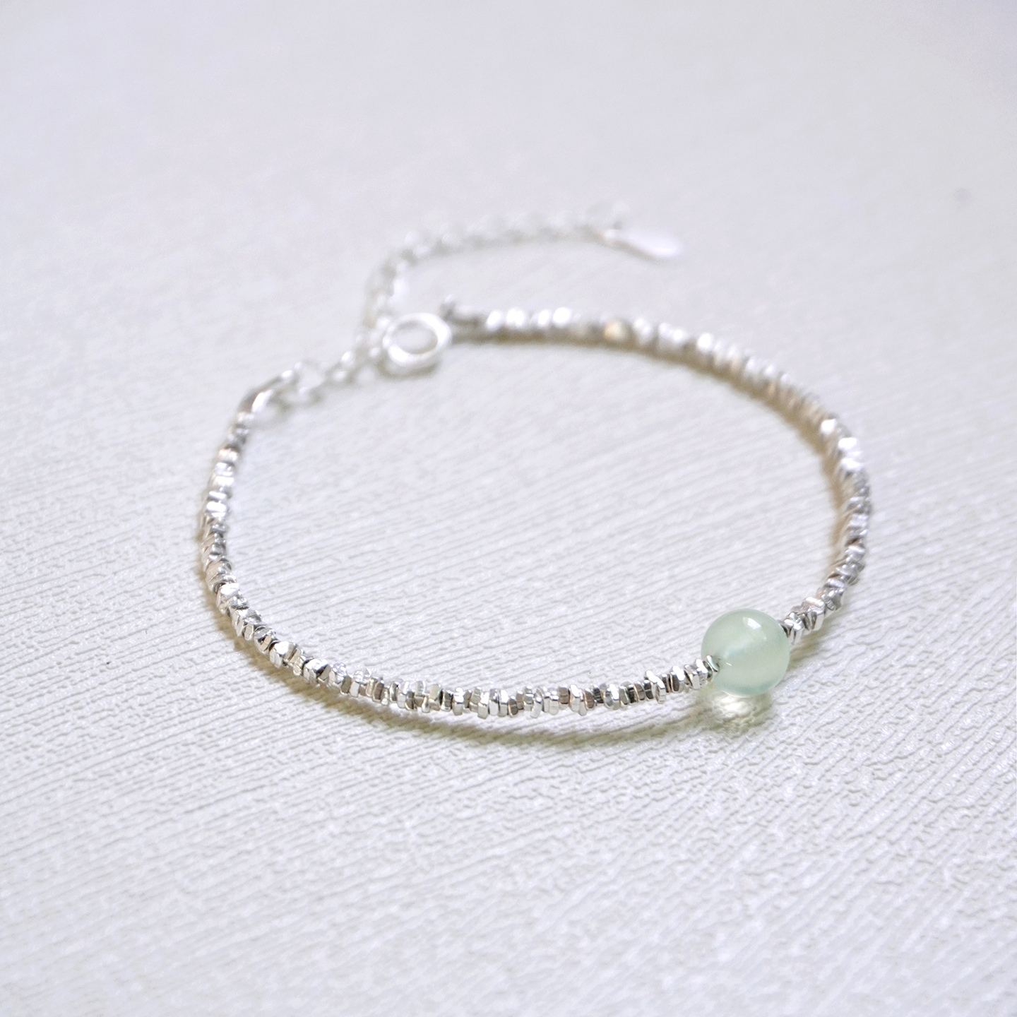 s925纯银葡萄石碎银手链女款简约