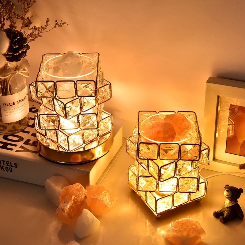 四方稳赚水晶盐灯客厅招财卧室净化磁场办公室家居摆件床头小夜灯