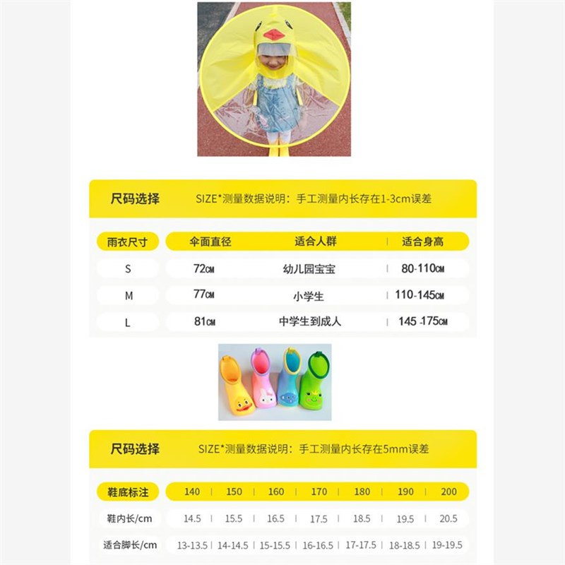 飞碟雨衣儿童小黄鸭斗篷式雨伞帽幼儿园小孩防水宝宝雨衣男童女童