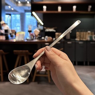 精致到骨子里!咖啡搅拌勺子!韩z式18/10不锈钢饭勺长柄实心冰勺