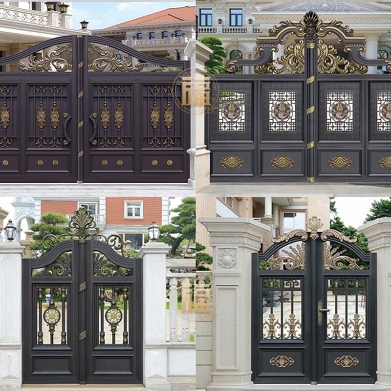 庭院大门别墅铝艺大门院子围墙护栏电动大门农村开平移门铁艺
