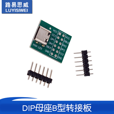 TYPEC USB转插针 DIP母座B型转接板 已焊接母头 TYPEC 送排针