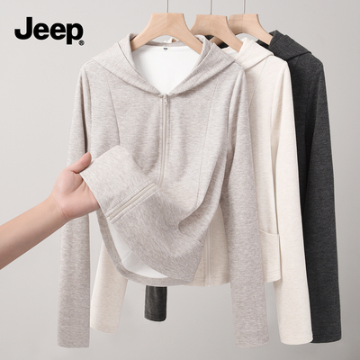 JEEP吉普加绒卫衣女秋冬保暖外套