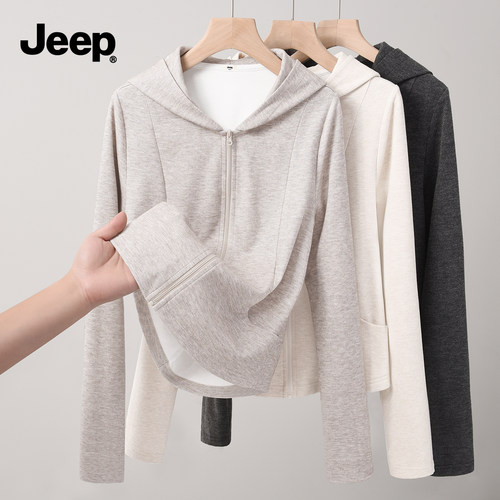 JEEP吉普加绒卫衣女秋冬保暖外套