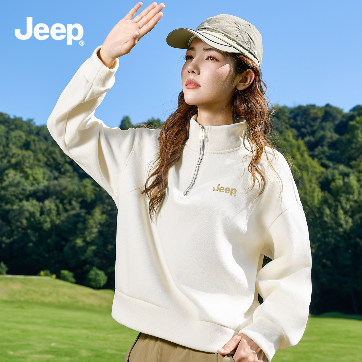 JEEP吉普加绒卫衣女2025新款加厚