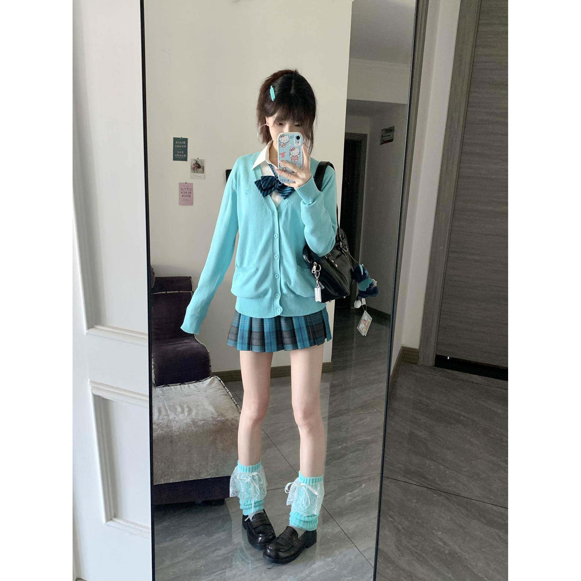 夏日风铃基础款K制服V领毛衣开衫JOHC日系学院 风针织衫外套上和