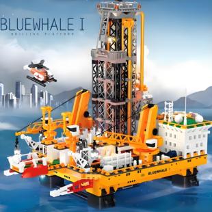 积木2025新款海上石油钻井平台化工系列模型儿童益智玩具生日礼物