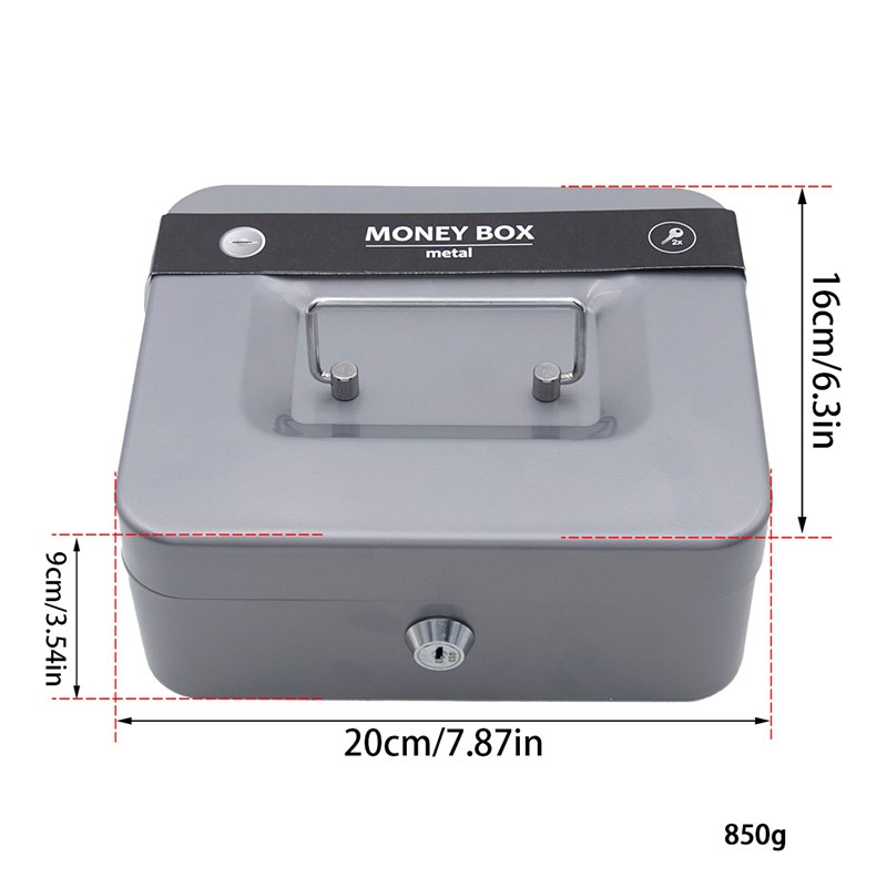 新防火储物盒带锁小n收纳铁盒家用证件保险箱小型迷你钱箱手提保