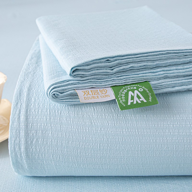 A类双层纱床单单件2025新款四季通用单人宿舍纯R色被单枕套三件套