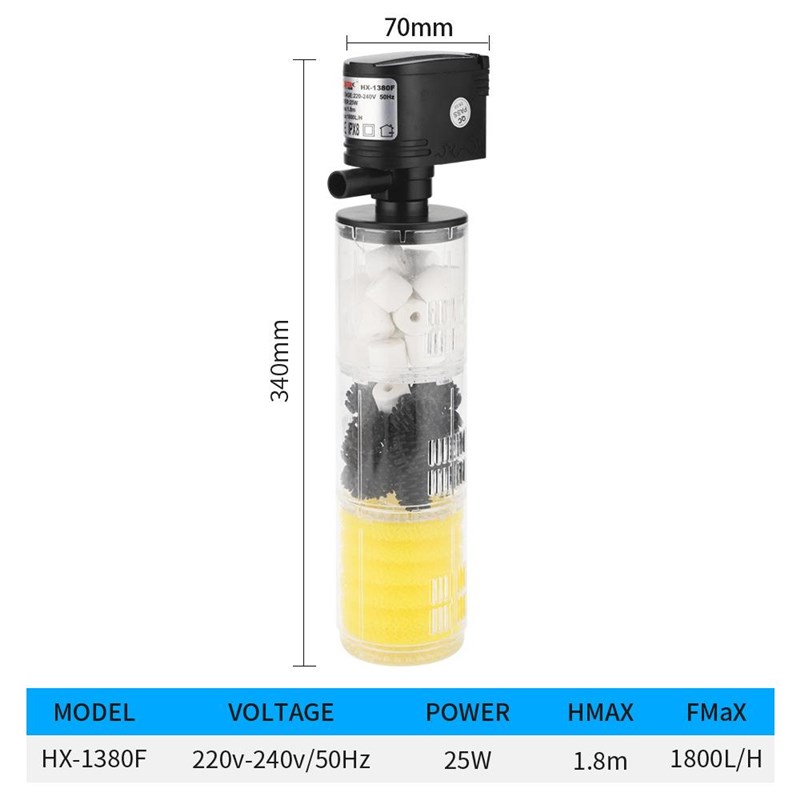 鱼缸过滤器水族箱三合q一增氧过滤泵鱼缸内置过滤材料三合一过滤