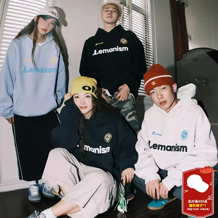 Lemanism美式 字母加绒连帽卫衣男春秋400g重磅情侣宽松潮牌外套男