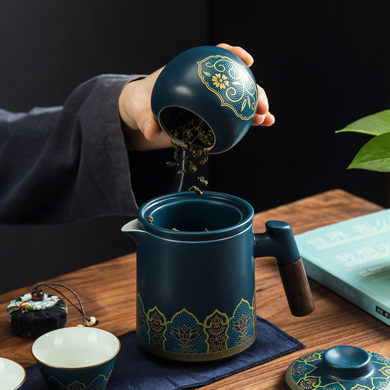 旅行功夫茶具套装车载户外陶瓷一壶四杯一罐便携式简约泡茶壶定制