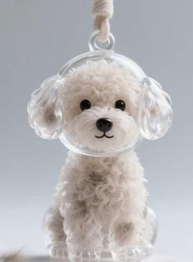 现货小红书同款可爱小狗透明毛发收纳盒高颜值挂件装饰毛球挂件