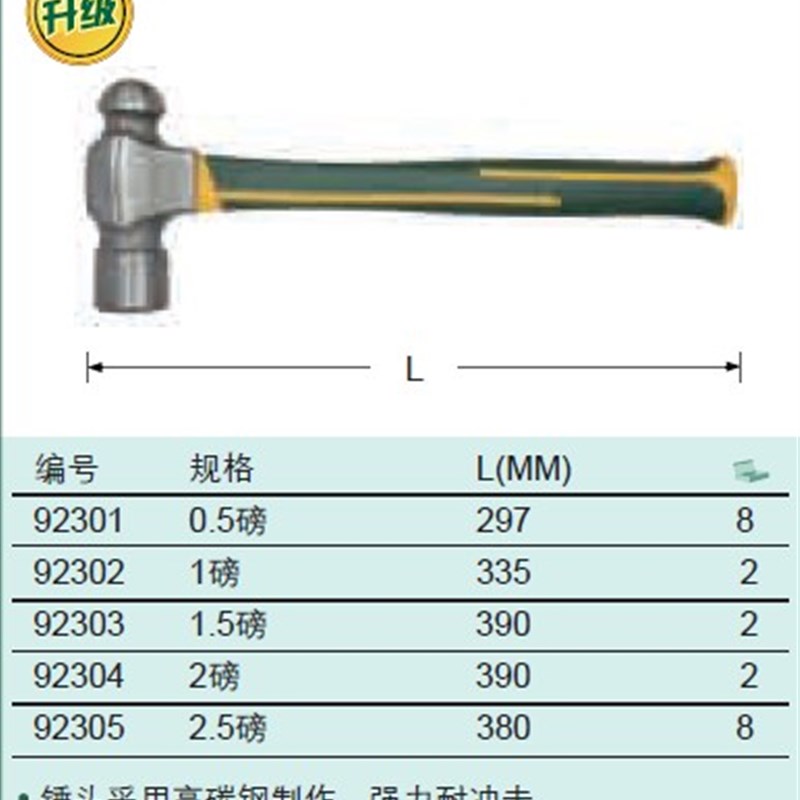 SATAshida工具 纤维柄圆头锤 92301 92302 92303 92304 92305