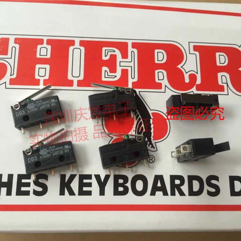 进口德国CHERRY樱桃 DB3绿点0.1A微动开关3脚带直柄行程开关孔脚