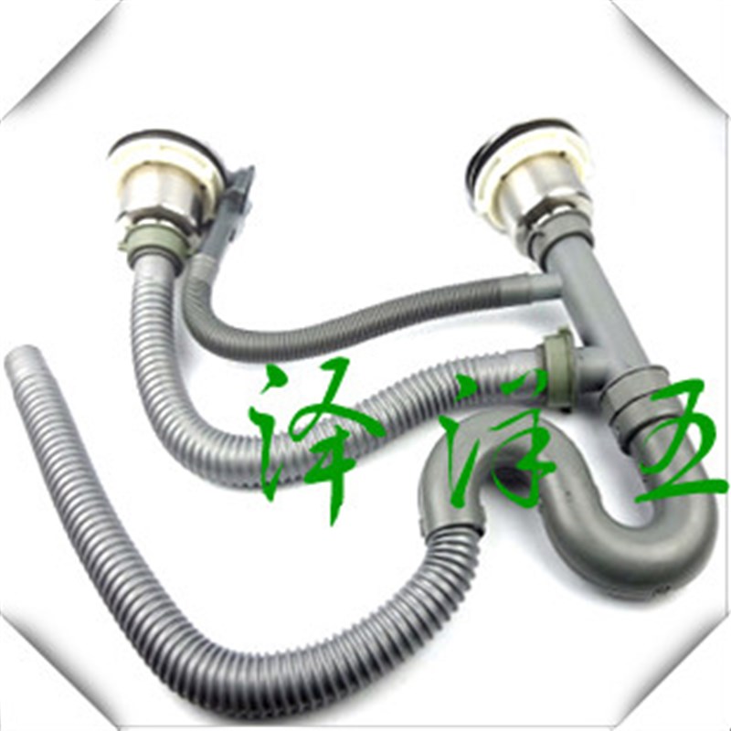 优质厨房304不锈钢单槽双槽水槽8110下水器 洗菜盆钢丝防臭下水管