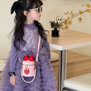 儿童包包可爱公主蝴蝶结水桶包女童洋气斜挎包女孩宝宝手拎零钱包