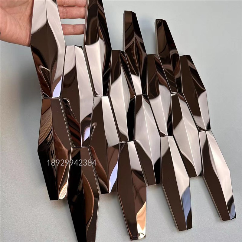 不锈钢马赛克金属六角3dq立体瓷砖背景墙ktv装修材料八角砖tiles
