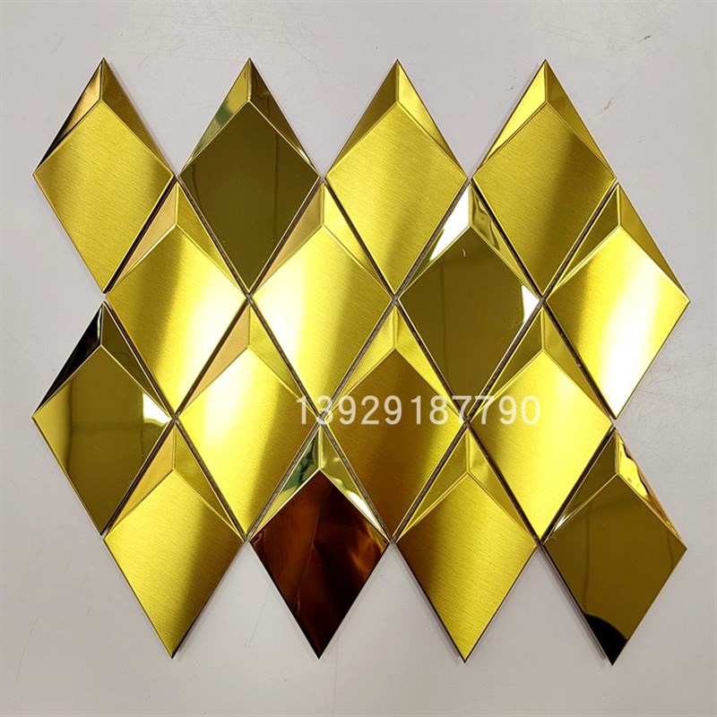 菱形立体金属不锈j钢马赛克瓷砖3D黑色拉丝KTV酒店场所装饰背景墙