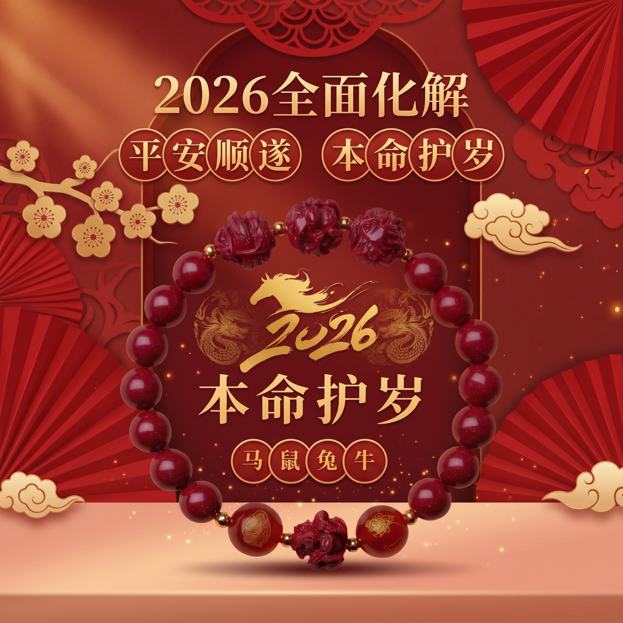 三合六合本命年礼物天然朱砂手串