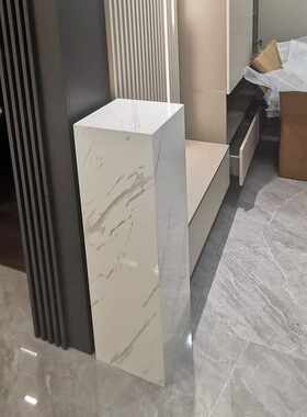 大理石柱子摆件方形白色底座摆件电视石柱家用摆台石墩雕塑台室内