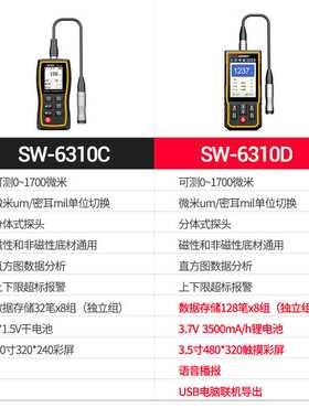 深达威SW-6310A涂层测厚仪镀锌层厚度测量汽车膜厚漆面检测漆膜仪