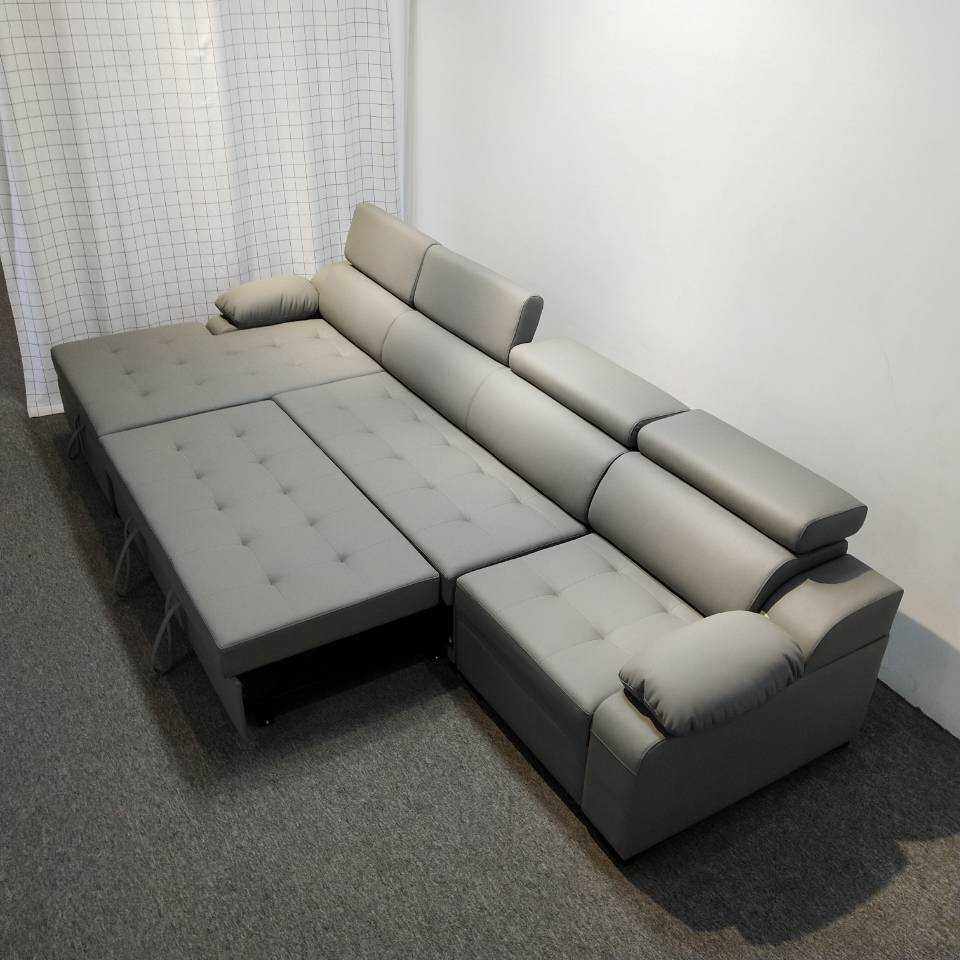 皮艺多功能沙发床小户型储物沙发转角贵妃组合折叠沙发床两用