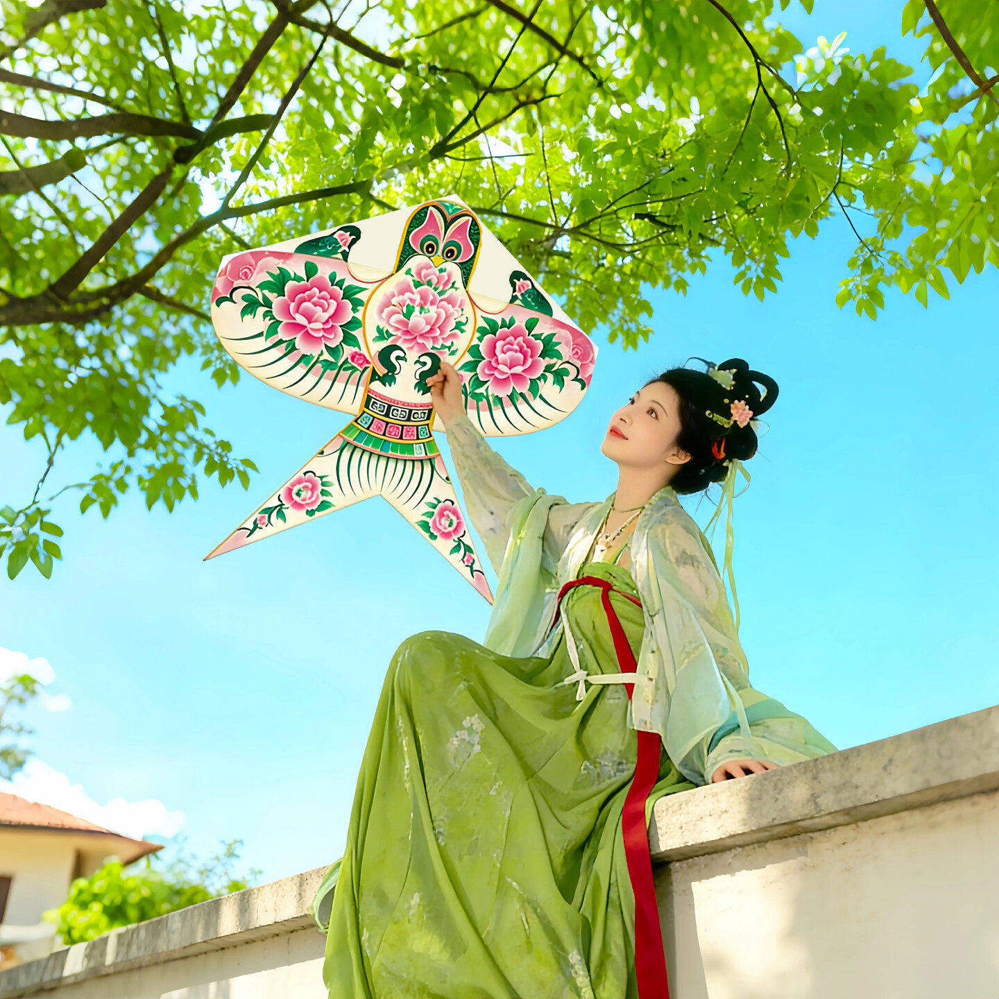 古风纸鸢风筝油菜花拍照道具2026新款大人专用微风易飞春游氛围感