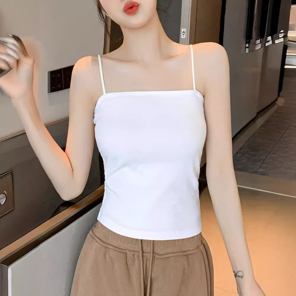 黑色吊带背心女2024新款外穿美背文胸一体夏季内搭带胸垫抹胸打底