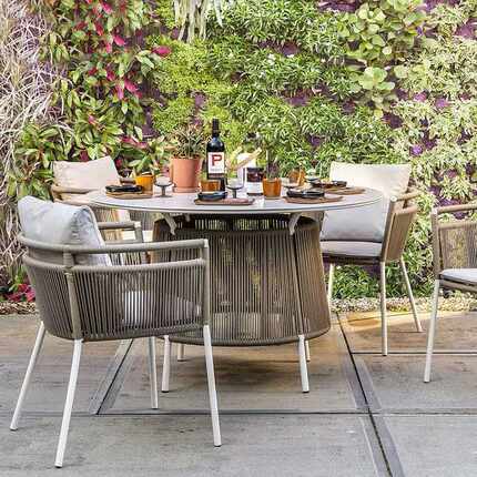 佛山工厂户外藤椅沙发庭院咖啡厅样板房露台铝合金编绳餐桌椅组合