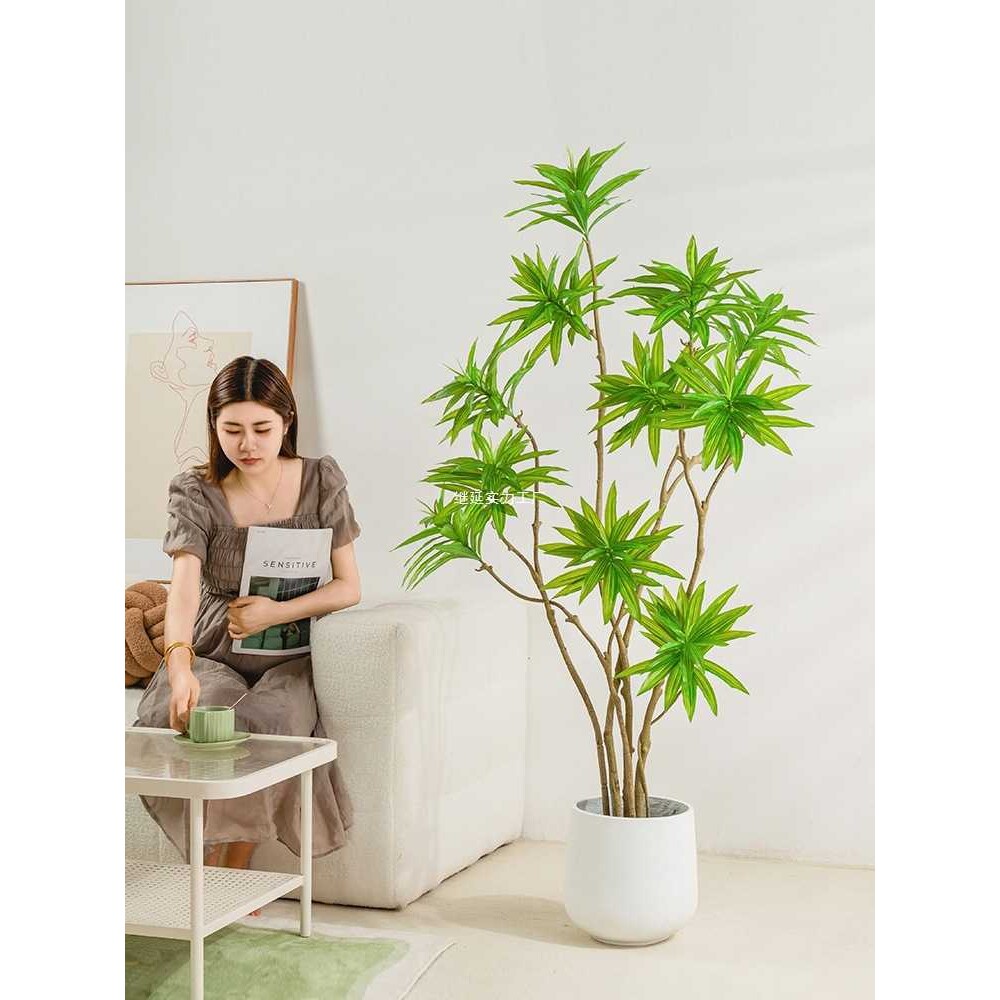 仿真高档花百合竹轻奢绿植仿生植物客厅电视柜落地装饰假盆栽摆件
