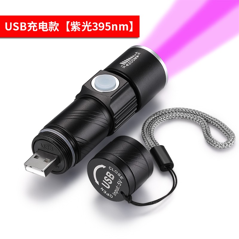 USB紫光手电筒便携紫外线光led灯UV胶主板绿油固化灯防伪鉴定验钞