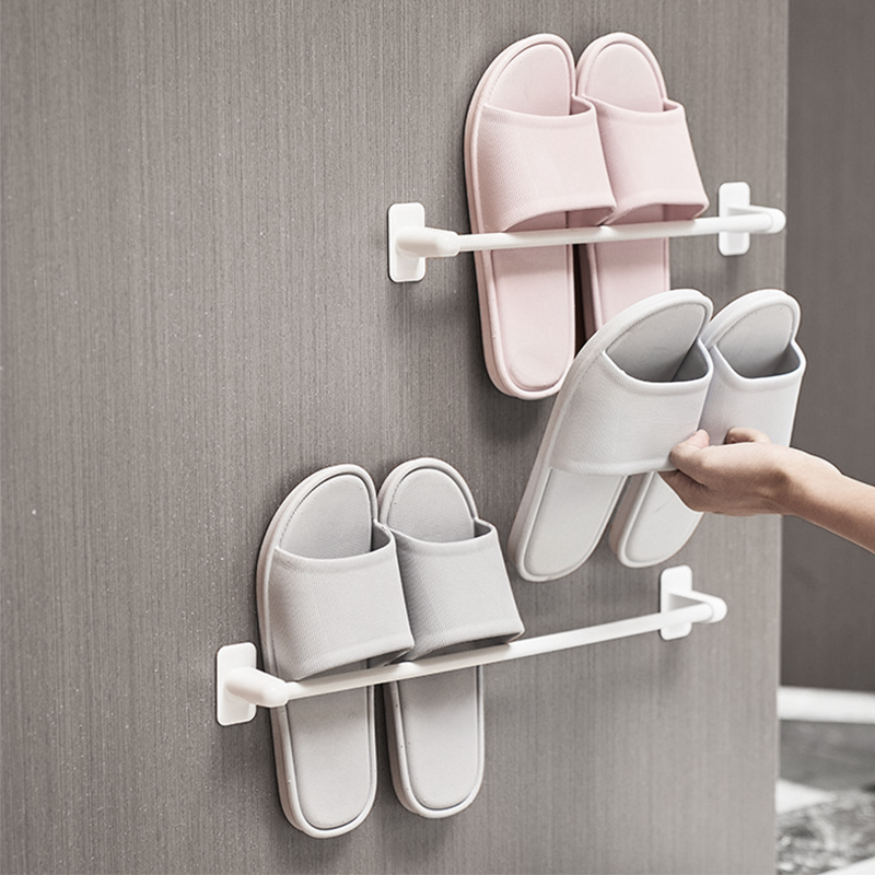 浴室拖鞋架壁挂上墙凉拖鞋置物架挂杆家用厕所卫生间鞋子沥水架子