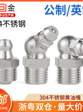 M6M8M10 304不锈钢黄油嘴油嘴头油枪注油嘴黄油枪头弯油嘴