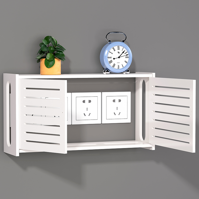 电线收纳盒接线板排插座遮挡盒路由器集线盒子壁挂墙装饰保护开门