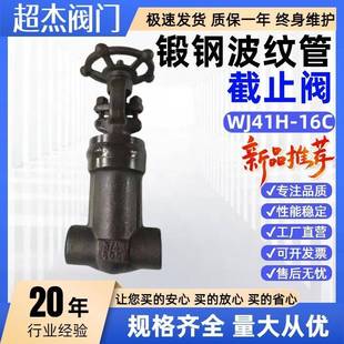 WJ41H-16C锻钢波纹管截止阀法兰焊接高温热油阀蒸汽阀密封截止阀