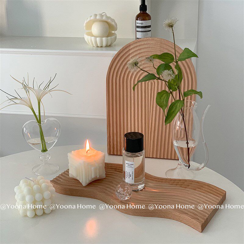 Yoona Home北欧实木榉木面包托盘置物装饰收纳盘几何砧板餐桌摆件