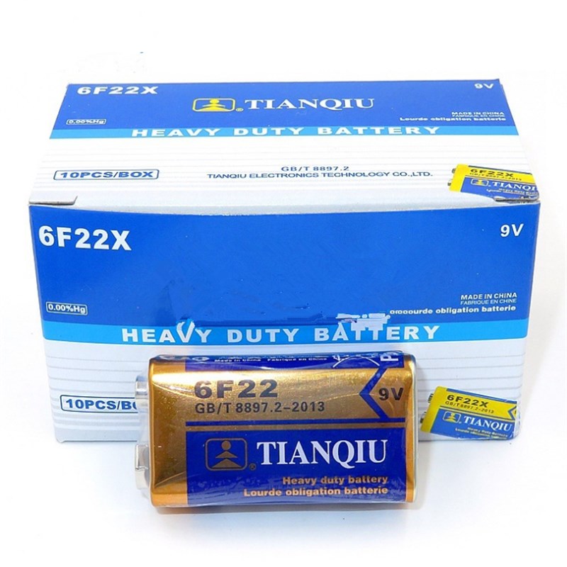 天球6F22 9V电池 6F22X锌锰电池 碳性锂电池 万用表方块电池 无汞