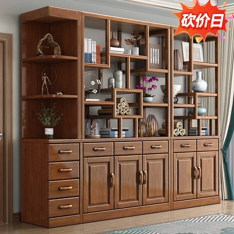 新中式实木间厅柜隔断客厅进门屏风双面玄关柜鞋柜现代简约收纳柜