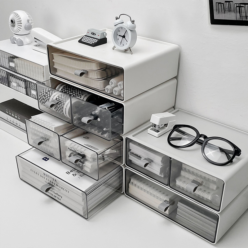 桌面收纳盒宿舍办公室透明防尘压克力口红化妆品整理盒文具置物架